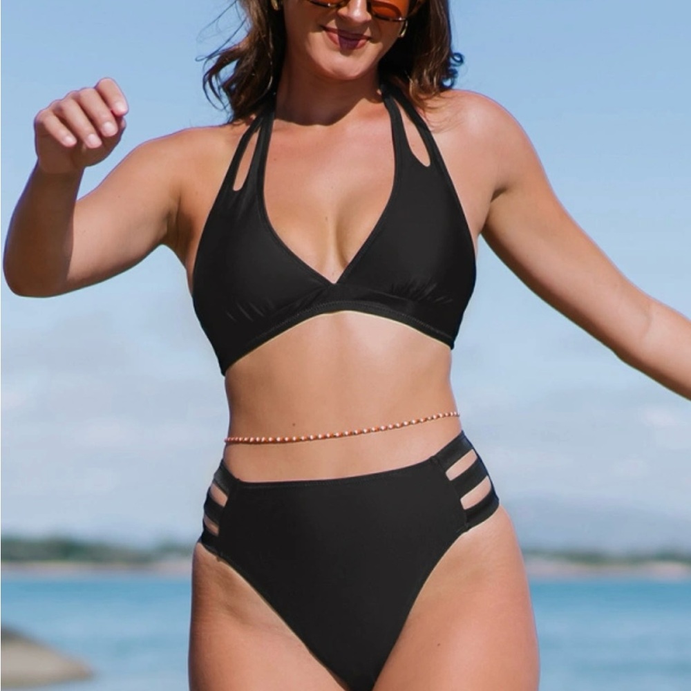 Black Halter Bikini Set